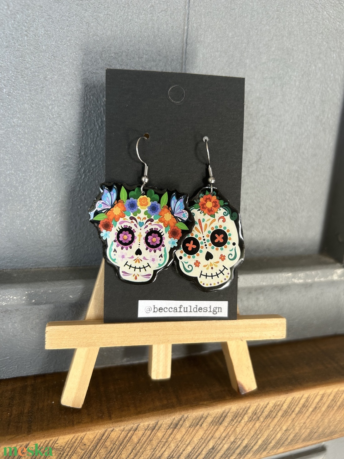 Sugarskull koponya koponyás halloween fülbevaló - ékszer - fülbevaló - csillár fülbevaló - Meska.hu