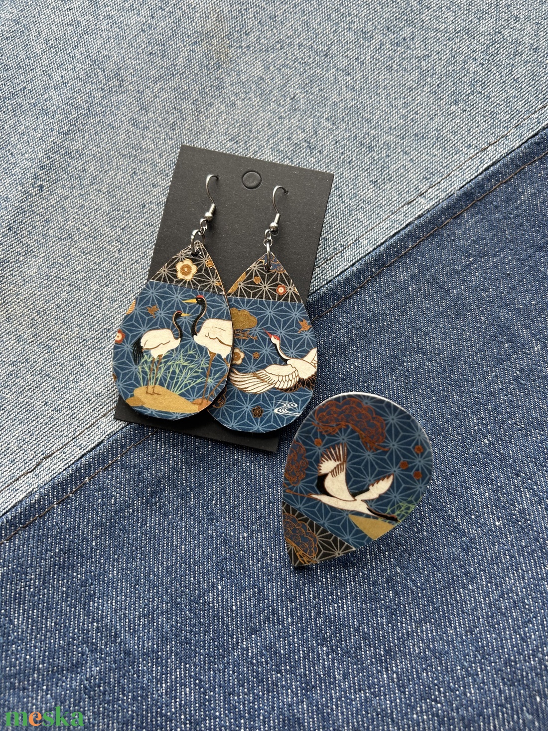 Japán darumadaras fülbevaló hozzá illő gyűrűvel - ékszer - fülbevaló - csillár fülbevaló - Meska.hu