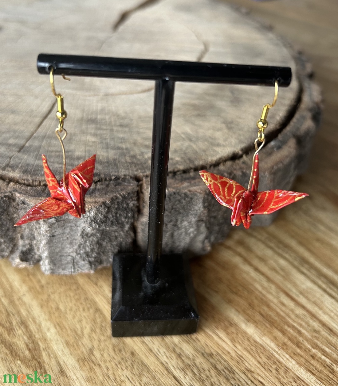Japán darumadaras origami fülbevaló - ékszer - fülbevaló - csillár fülbevaló - Meska.hu