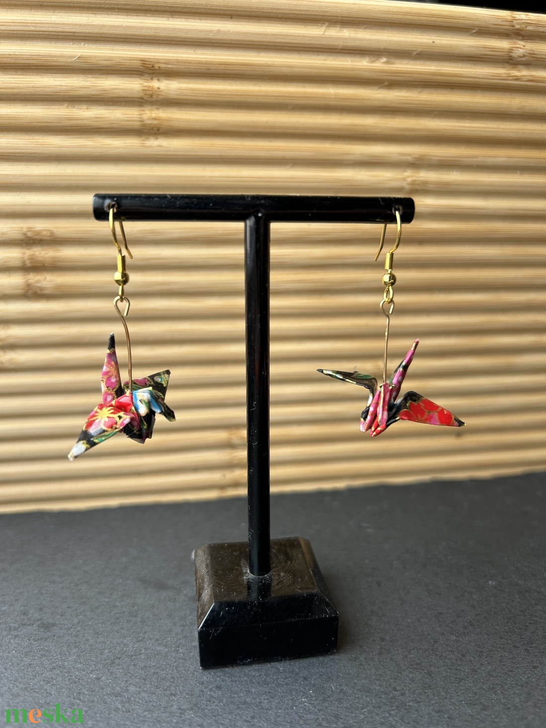 Japán darumadaras origami fülbevaló - ékszer - fülbevaló - csillár fülbevaló - Meska.hu