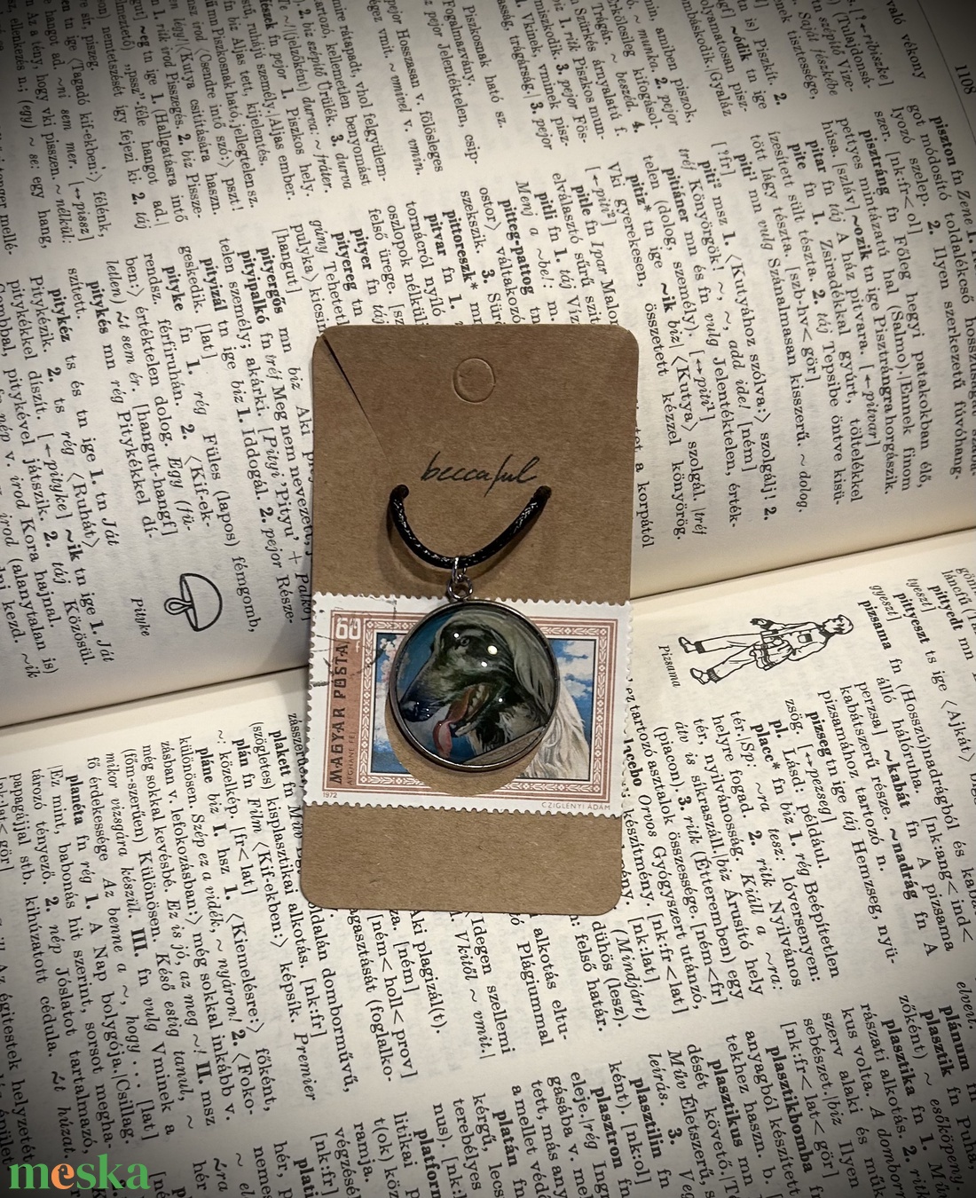 Régi vintage bélyeg nyaklánc kutya kutyás - ékszer - nyaklánc - medálos nyaklánc - Meska.hu