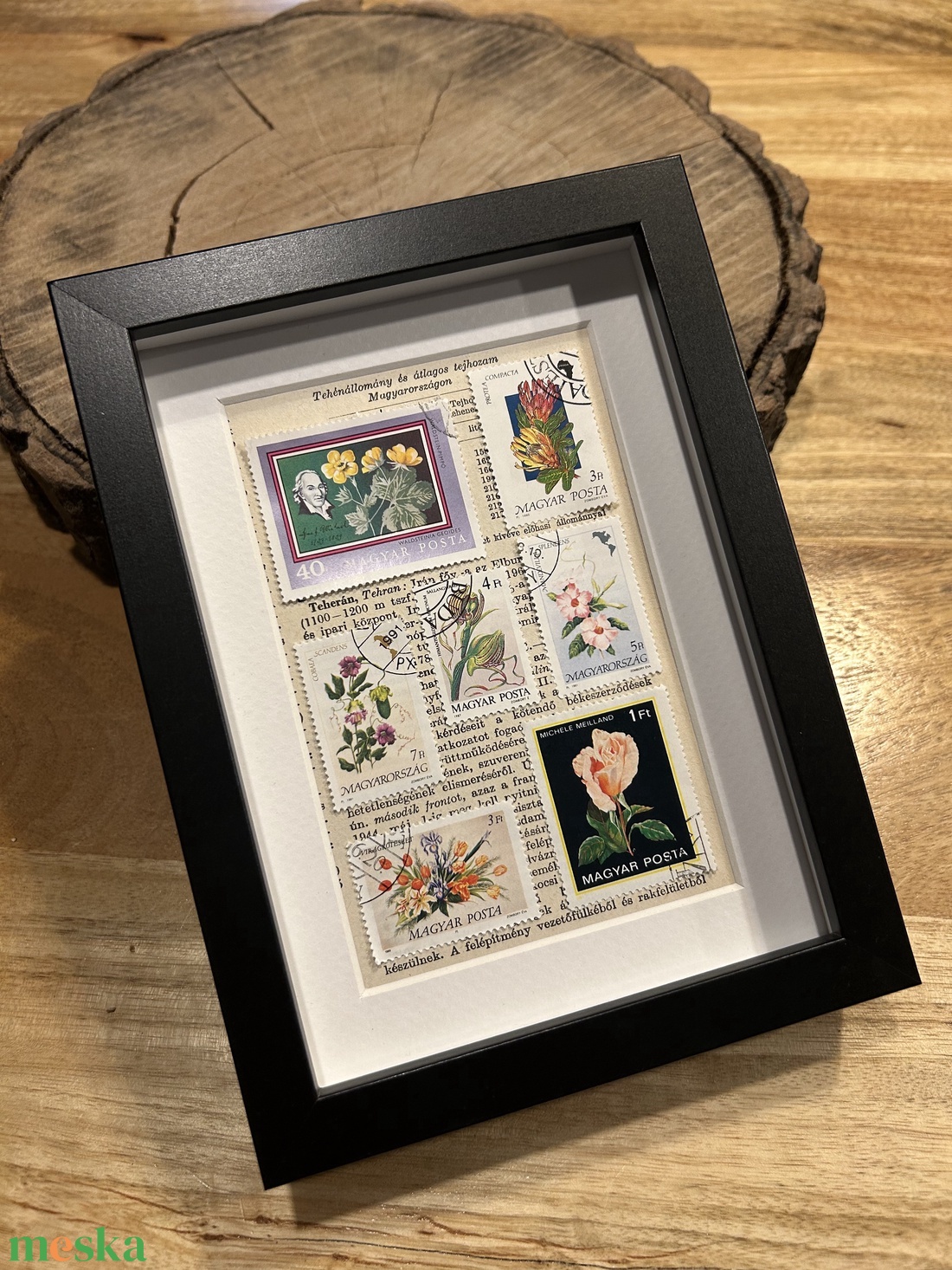 Vintage virágos bélyegek keretben - művészet - bélyeg - magyar bélyegek - Meska.hu