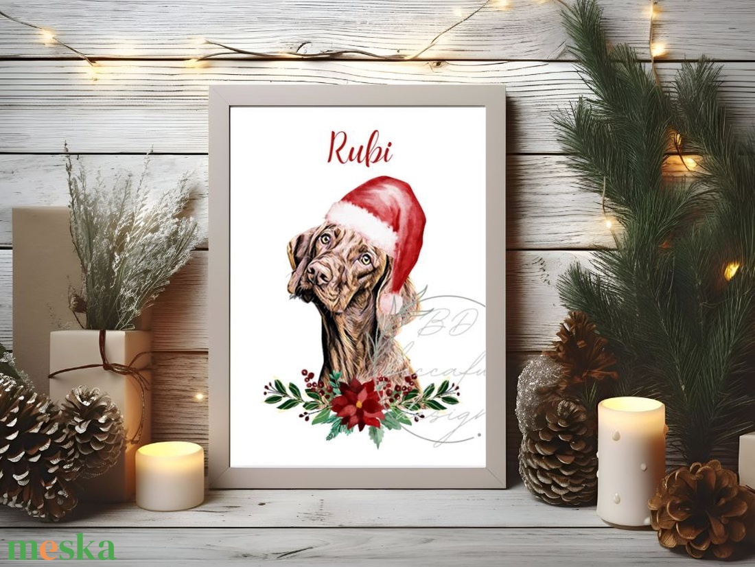 Saját fotóból, Kutya, Macska, kép, portré, egyedi, A4, karácsony, karácsonyi - otthon & életmód - dekoráció - kép & falikép - poszter - Meska.hu