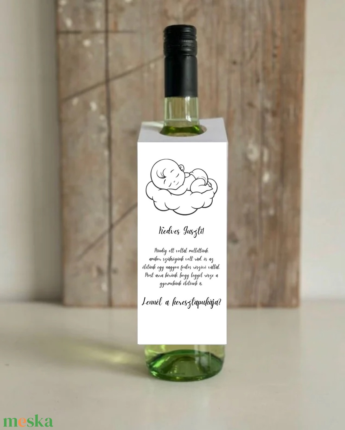 Férfi keresztszülő felkérő, keresztapa, lap, bor, boros, pálinkás, címke, üveg, gallér, üdvözlőlap, tanúfelkérő - esküvő - meghívó & kártya - tanú felkérő - Meska.hu