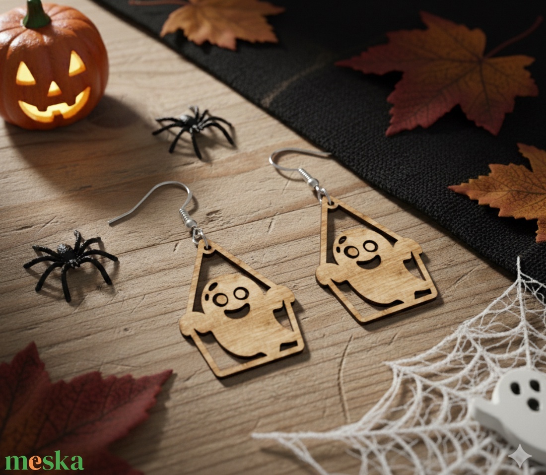 Lézervágott fa szellem szellemes fülbevaló - otthon & életmód - dekoráció - halloween - halloweeni ékszerek - Meska.hu Lézervágott fa szellem szellemes fülbevaló - otthon & életmód - dekoráció - halloween - halloweeni ékszerek - Meska.hu