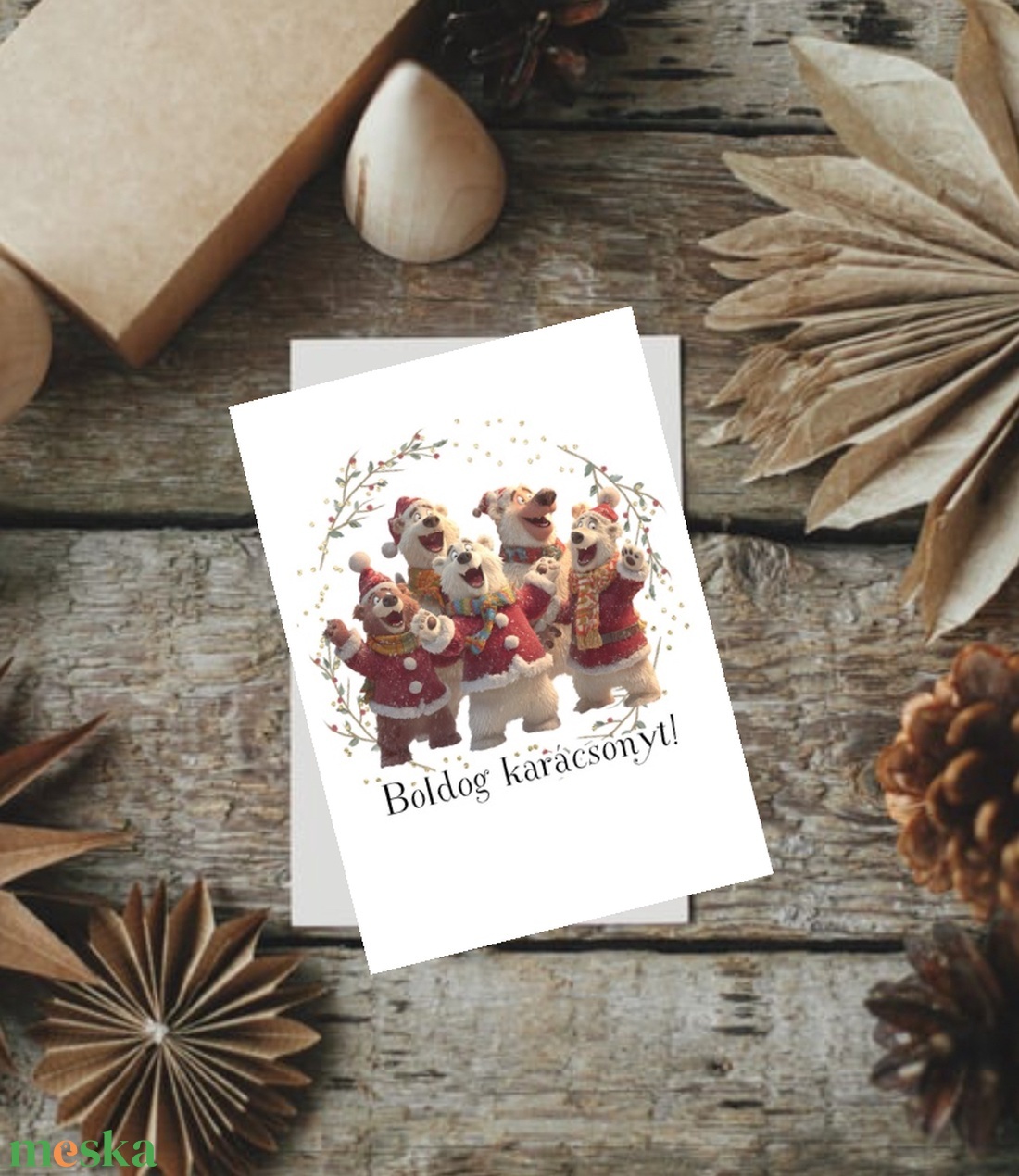 Karácsonyi állatos képeslap - karácsony - karácsonyi ajándékozás - karácsonyi képeslap, üdvözlőlap, ajándékkísérő - Meska.hu