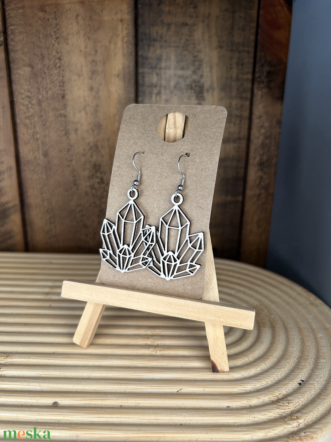 Kristály fa fülbevaló minimalista - ékszer - fülbevaló - lógó fülbevaló - Meska.hu