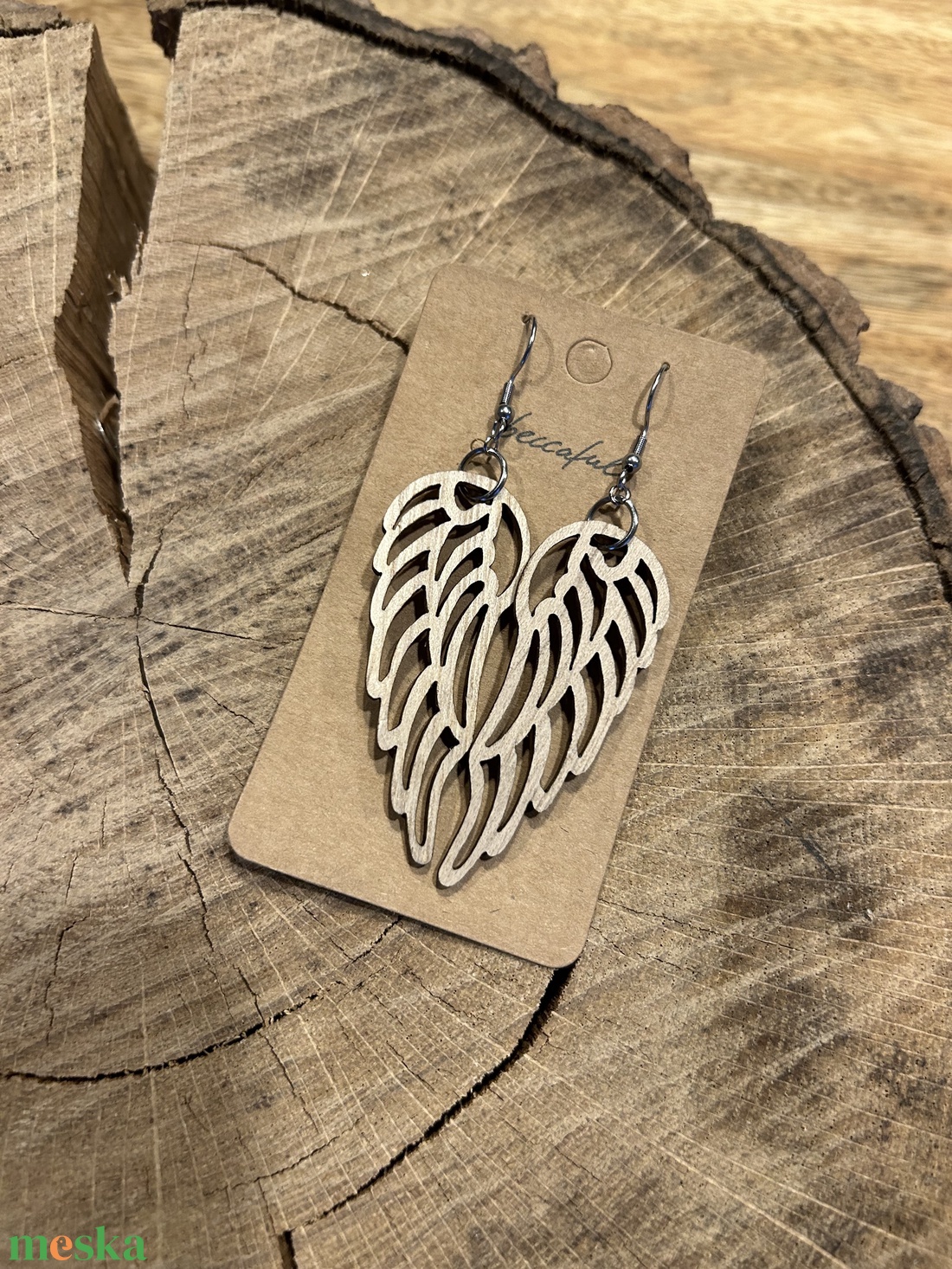 Angyal angyalszárny karácsony karácsonyi fülbevaló besugós pötty - karácsony - karácsonyi ruházat - karácsonyi ruha kiegészítők - Meska.hu