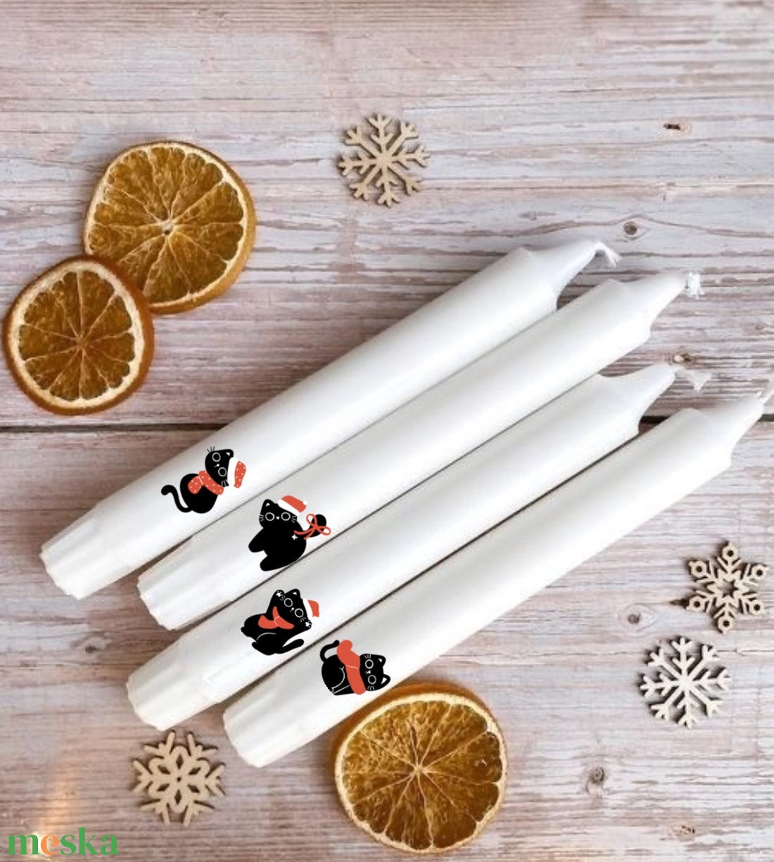 macskás adventi gyertya szett - karácsony - adventi díszek - adventi gyertyadíszek és koszorúdíszek - Meska.hu