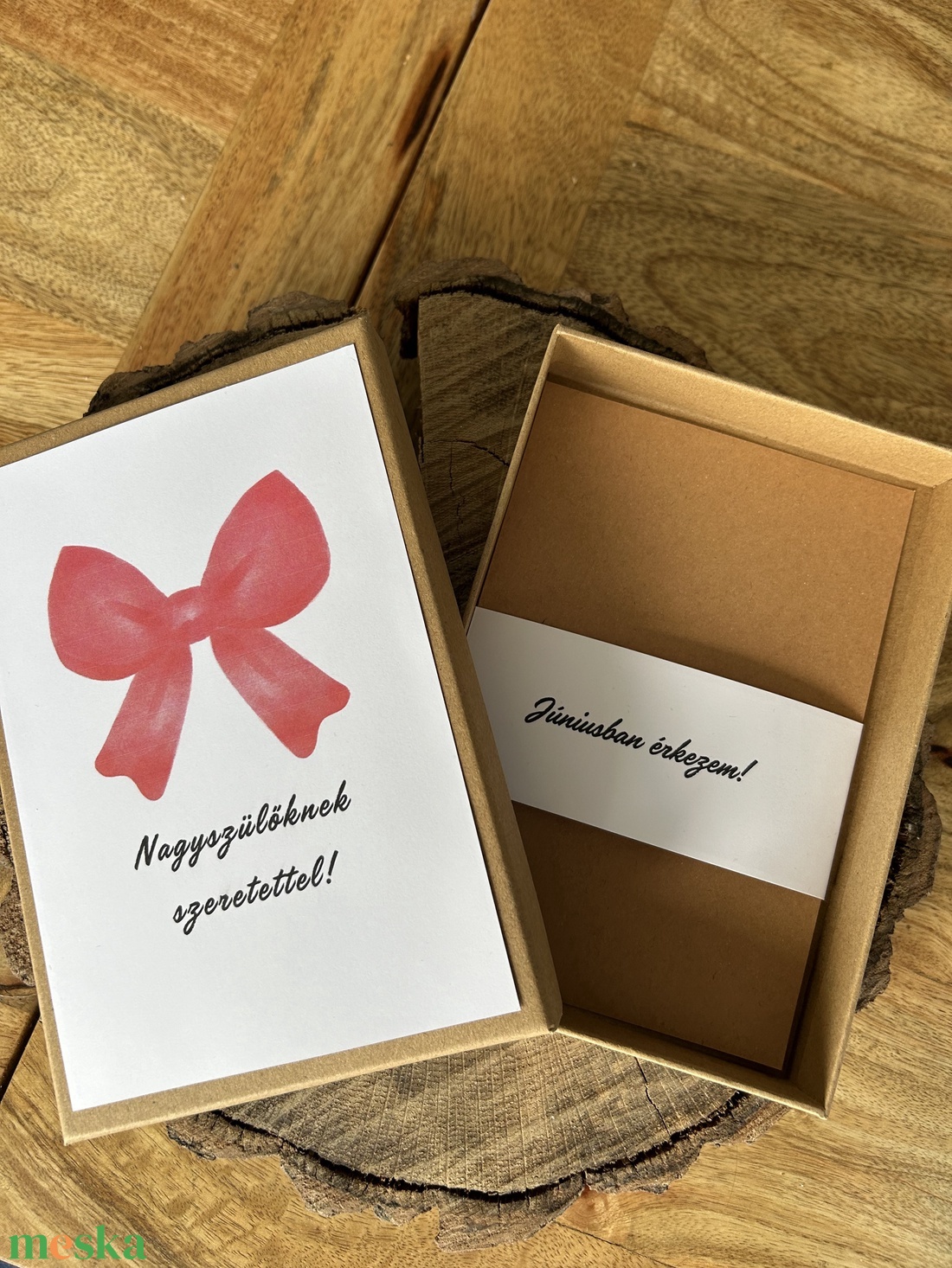 bababejelentő doboz, születés, meglepetés, ajándék - karácsony - karácsonyi ajándékozás - karácsonyi képeslap, üdvözlőlap, ajándékkísérő - Meska.hu