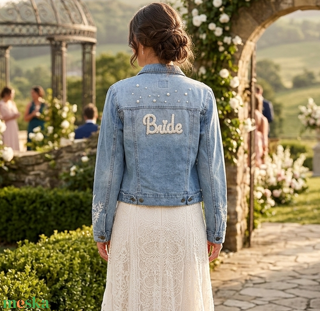 Bride gyöngyös farmerdzseki - esküvő - ruha - menyasszonyi ruha - Meska.hu