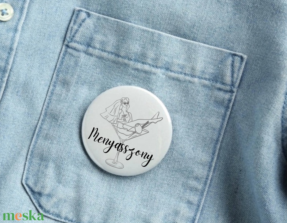Nagy 58mm menyasszony kitűző - esküvő - lánybúcsú - Meska.hu