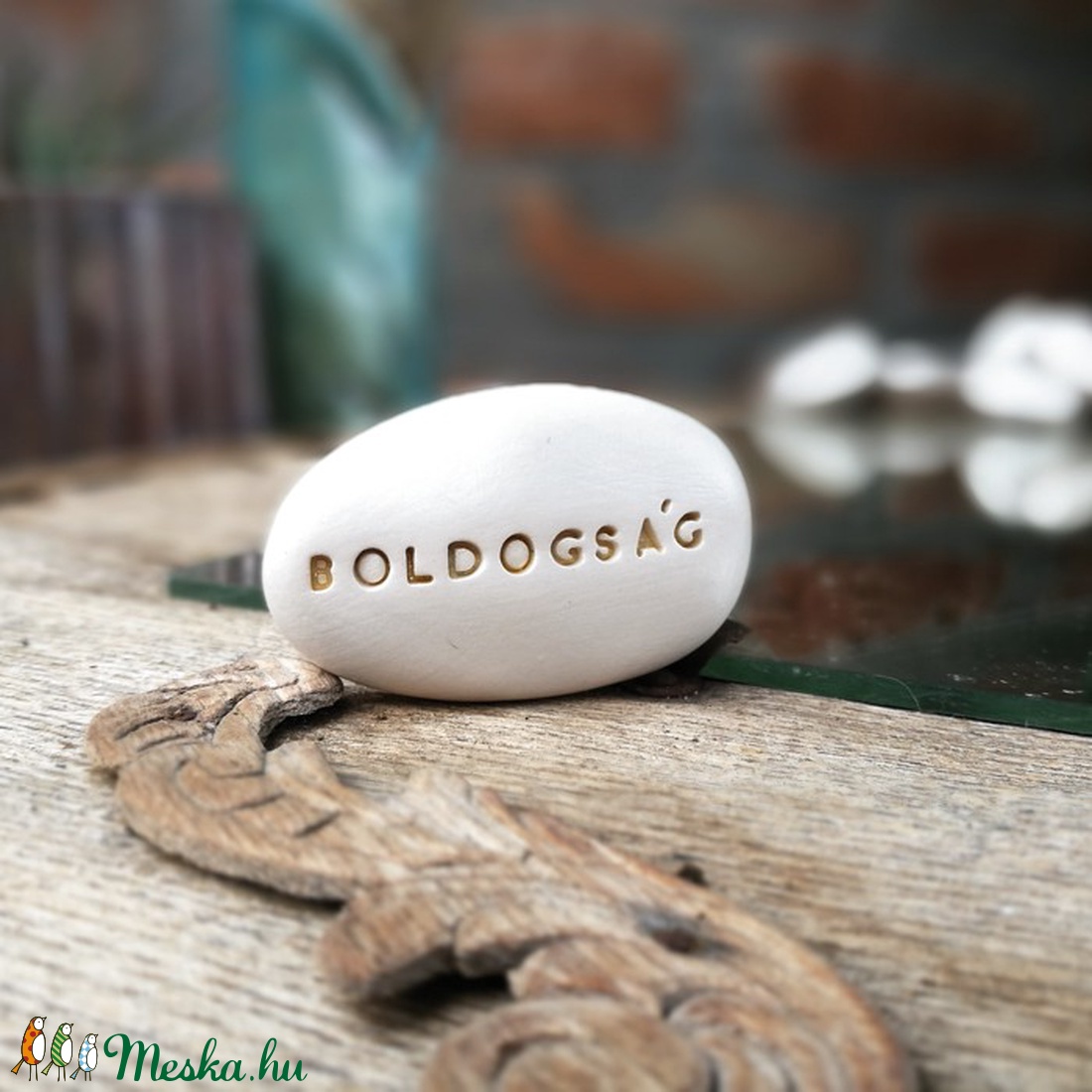 BOLDOGSÁG - Varázskavics arany -  - Meska.hu