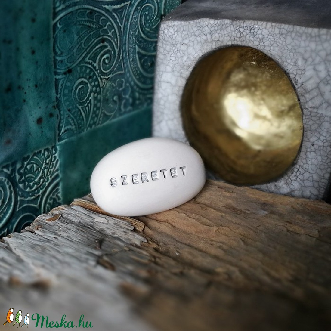 SZERETET - Varázskavics ezüst -  - Meska.hu