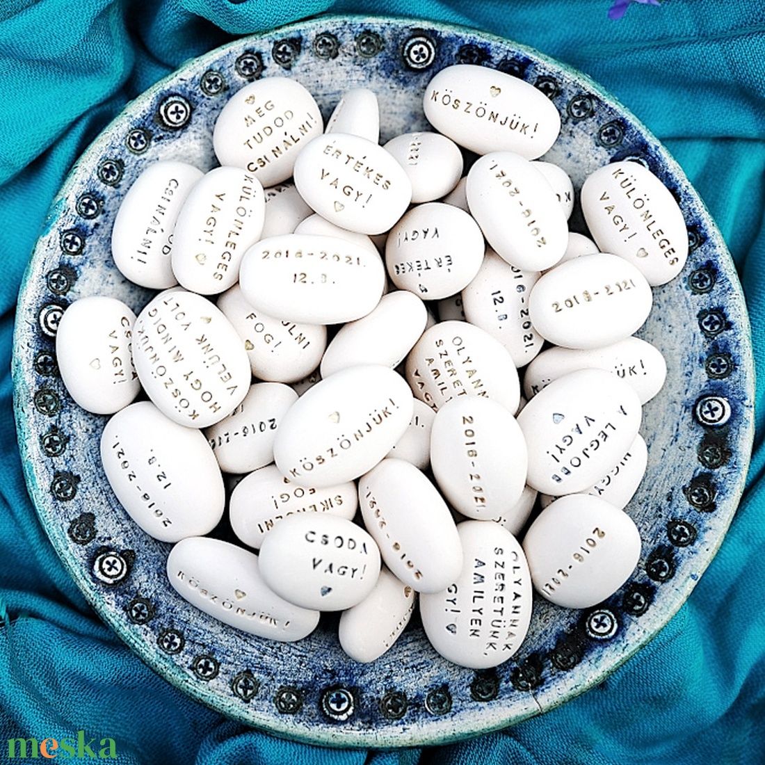 A TE ÜZENETED - Kerámia feliratos Varázskavics, egyedi üzenettel - esküvő - emlék & ajándék - köszönőajándék - Meska.hu