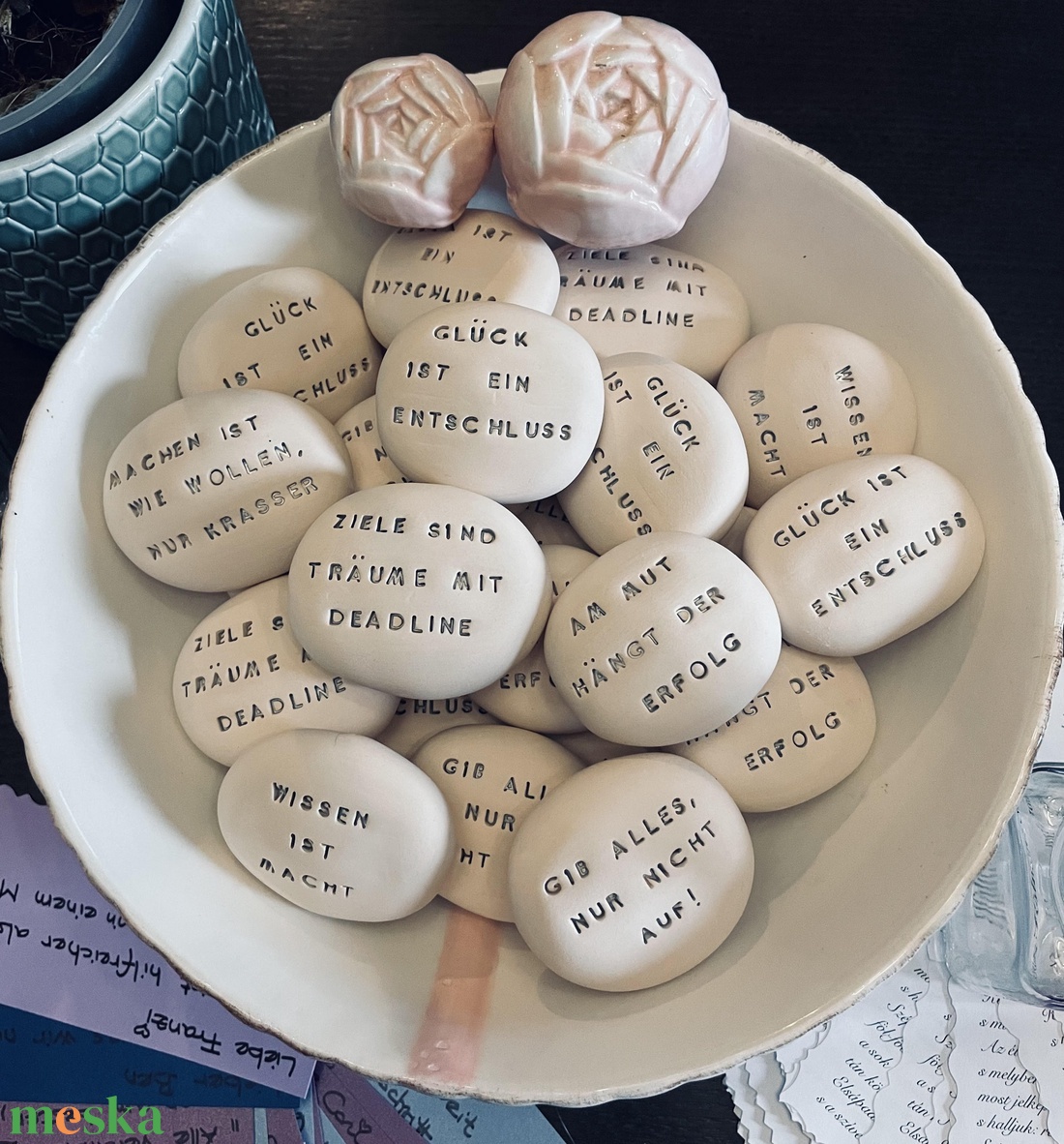 A TE ÜZENETED - Kerámia feliratos Varázskavics, egyedi üzenettel - esküvő - emlék & ajándék - köszönőajándék - Meska.hu