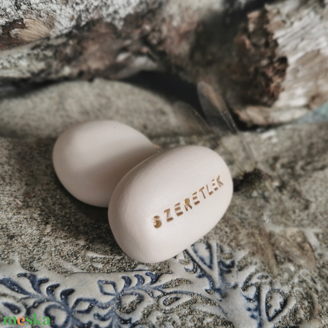 SZERETLEK - Kerámia Varázskavics kedves üzenetekkel, motivációkkal - esküvő - emlék & ajándék - nászajándék - nászajándék gyűjtők - Meska.hu