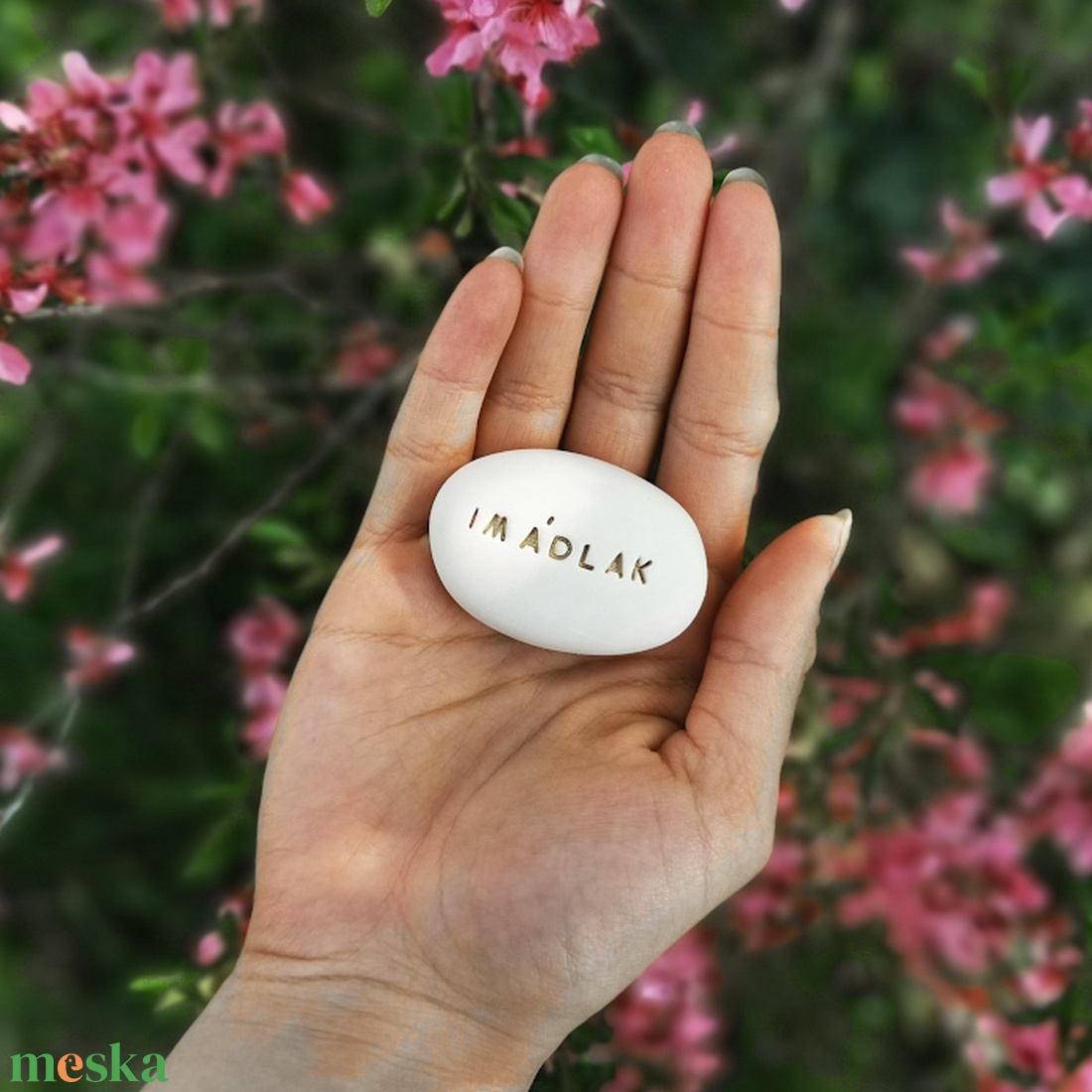 IMÁDLAK - Kerámia Varázskavics üzenettel, motivációs felirattal - esküvő - emlék & ajándék - köszönőajándék - Meska.hu