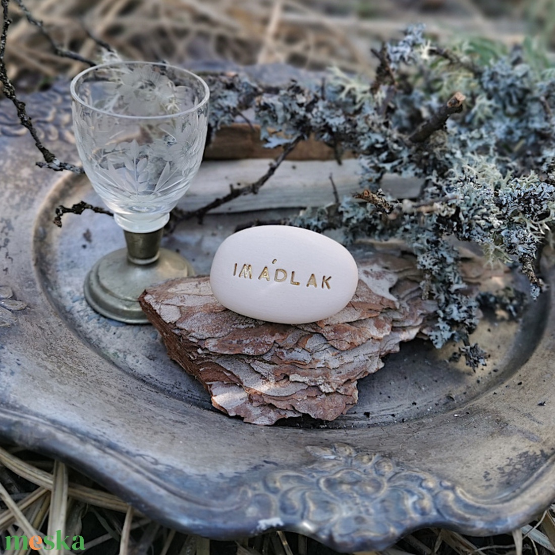 IMÁDLAK - Kerámia Varázskavics üzenettel, motivációs felirattal - esküvő - emlék & ajándék - köszönőajándék - Meska.hu