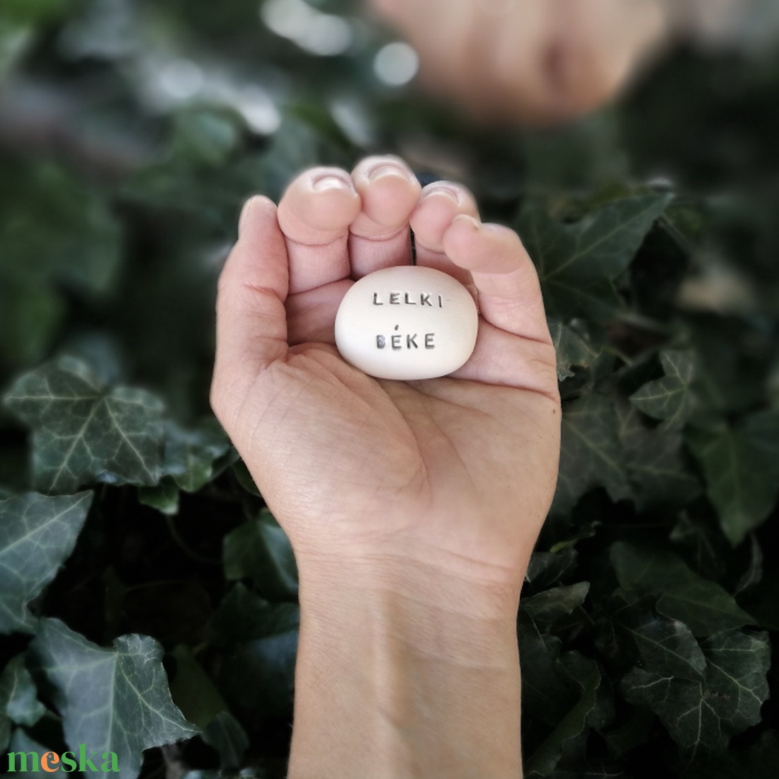 LELKI BÉKE - Kerámia Varázskavics üzenettel, motivációs felirattal - esküvő - emlék & ajándék - köszönőajándék - Meska.hu