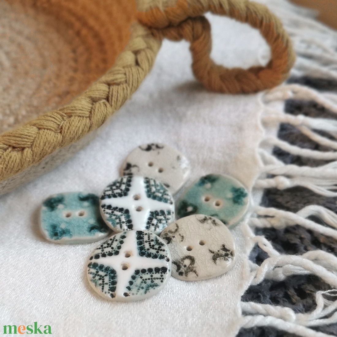 KERÁMIA GOMBOK - kézzel készült, vegyes 6 db-os csomag - kellékek & szerszámok - rövidáru - gomb - kerámia gomb - Meska.hu