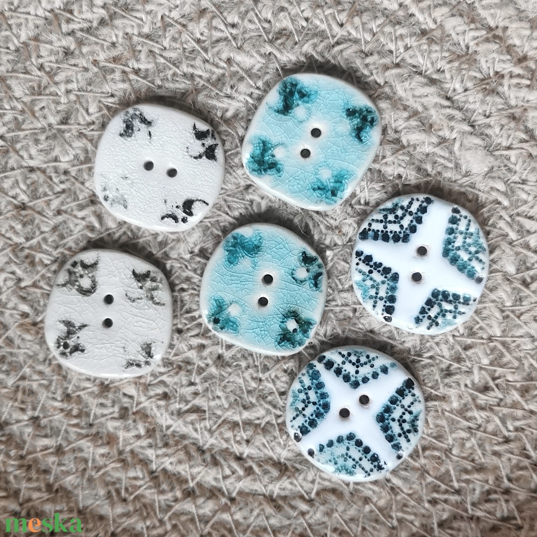 KERÁMIA GOMBOK - kézzel készült, vegyes 6 db-os csomag - kellékek & szerszámok - rövidáru - gomb - kerámia gomb - Meska.hu