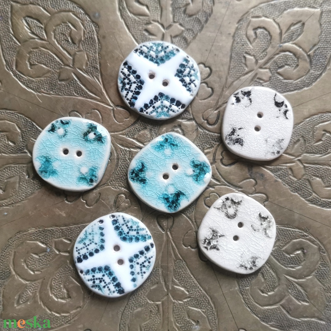 KERÁMIA GOMBOK - kézzel készült, vegyes 6 db-os csomag - kellékek & szerszámok - rövidáru - gomb - kerámia gomb - Meska.hu