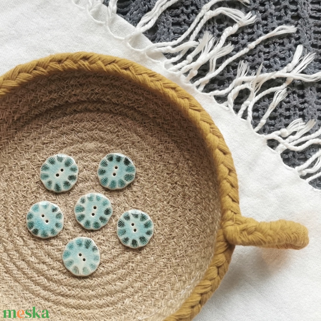 KERÁMIA GOMBOK - Kék Medúza 6 db-os csomag - kellékek & szerszámok - rövidáru - gomb - kerámia gomb - Meska.hu