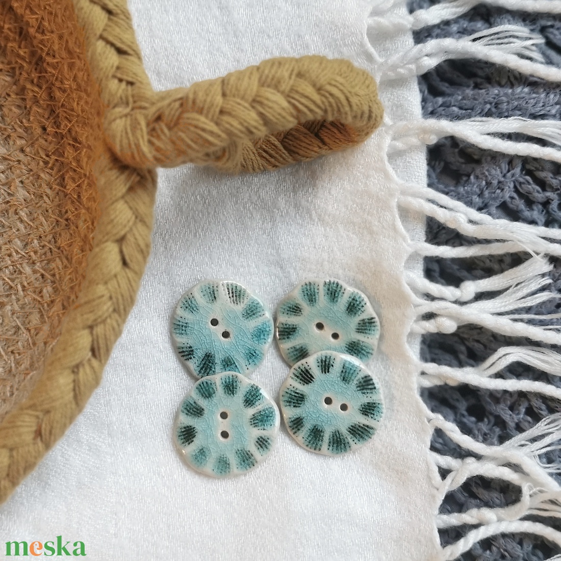 KERÁMIA GOMBOK - Kék Medúza 6 db-os csomag - kellékek & szerszámok - rövidáru - gomb - kerámia gomb - Meska.hu