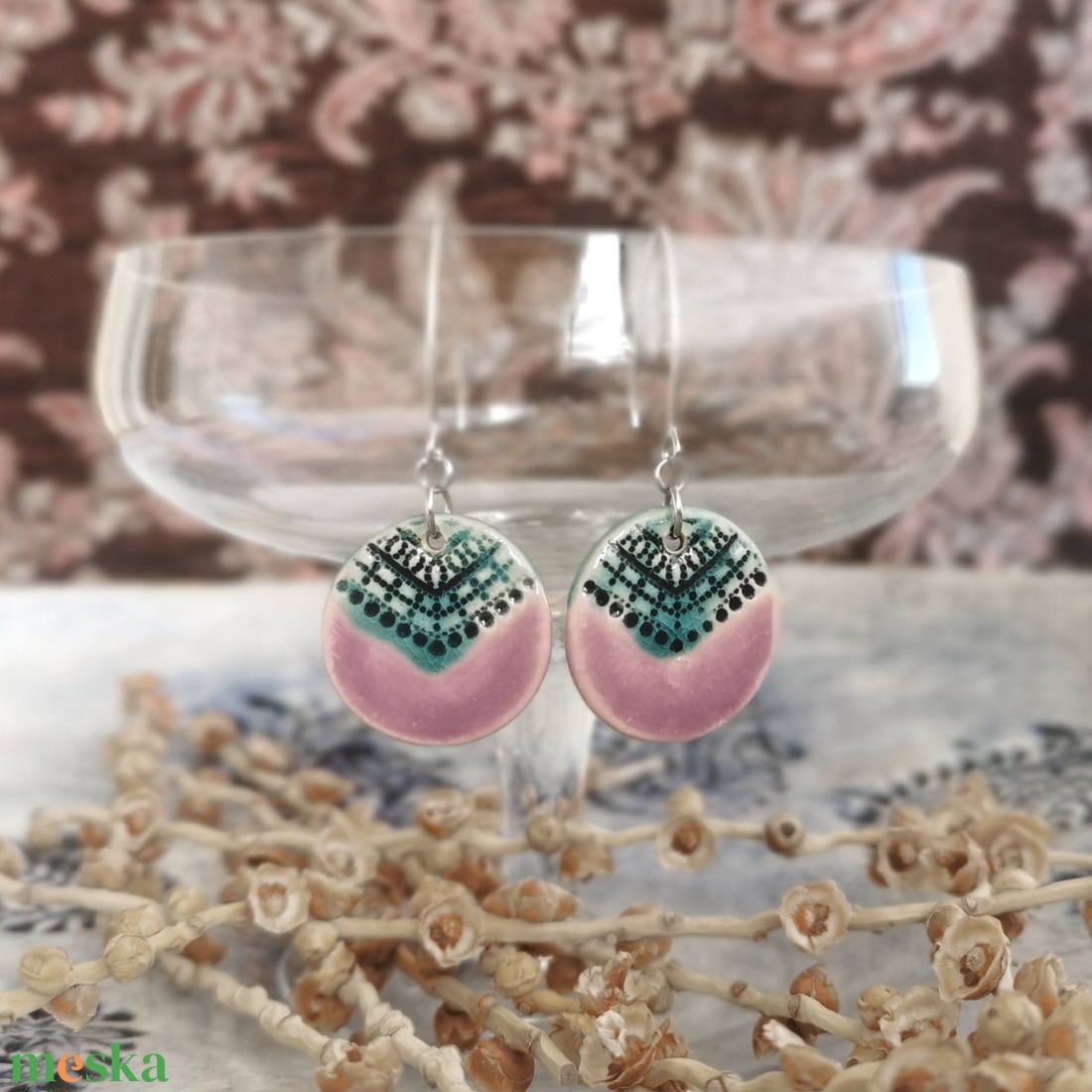 Rusztikus ékszer, vagány színkombináció - kézműves ékszer, fülbevaló - ékszer - fülbevaló - lógó fülbevaló - Meska.hu