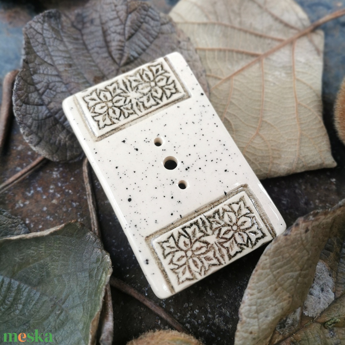 Kerámia szappantartó - krémfehér, natúr színvilág - otthon & életmód - fürdőszoba - szappantartó - Meska.hu