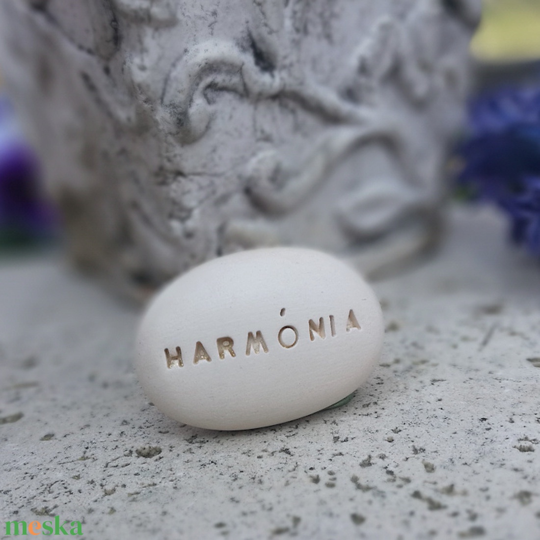 HARMÓNIA - Kerámia Varázskavics üzenettel, motivációs felirattal - kellékek & szerszámok - díszíthető tárgyak - kerámia - Meska.hu