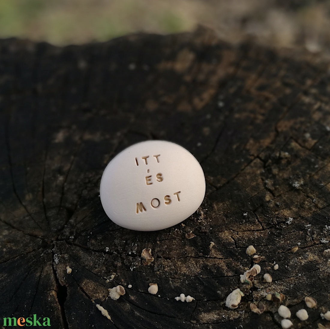 ITT ÉS MOST - Kerámia Varázskavics üzenettel, motivációs felirattal - esküvő - emlék & ajándék - köszönőajándék - Meska.hu