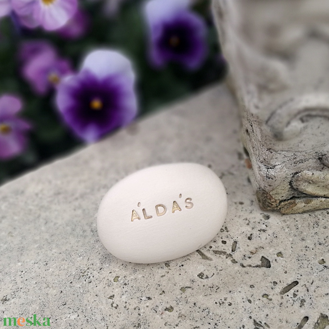 ÁLDÁS - Kerámia Varázskavics üzenettel, motivációs felirattal - esküvő - emlék & ajándék - köszönőajándék - Meska.hu