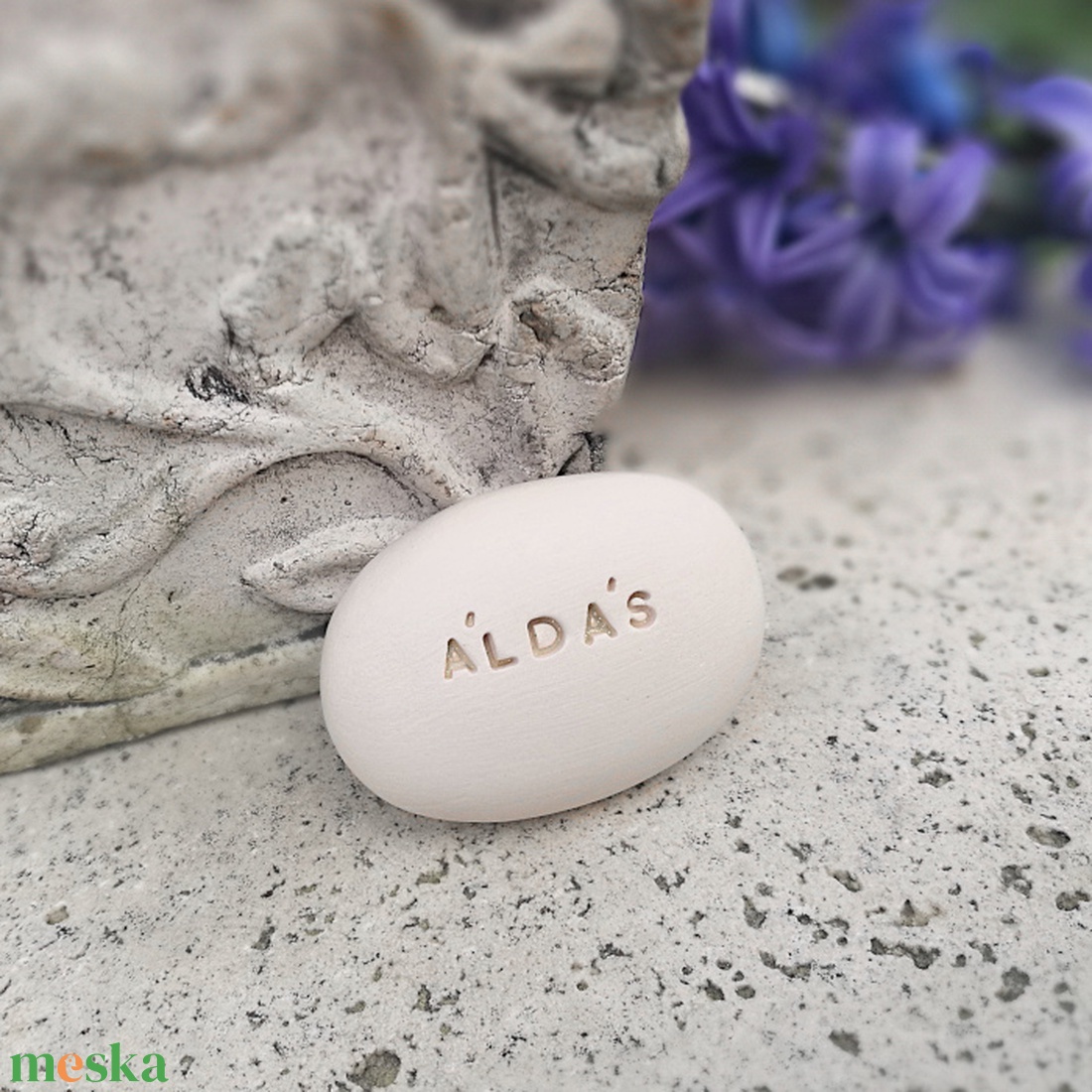 ÁLDÁS - Kerámia Varázskavics üzenettel, motivációs felirattal - esküvő - emlék & ajándék - köszönőajándék - Meska.hu