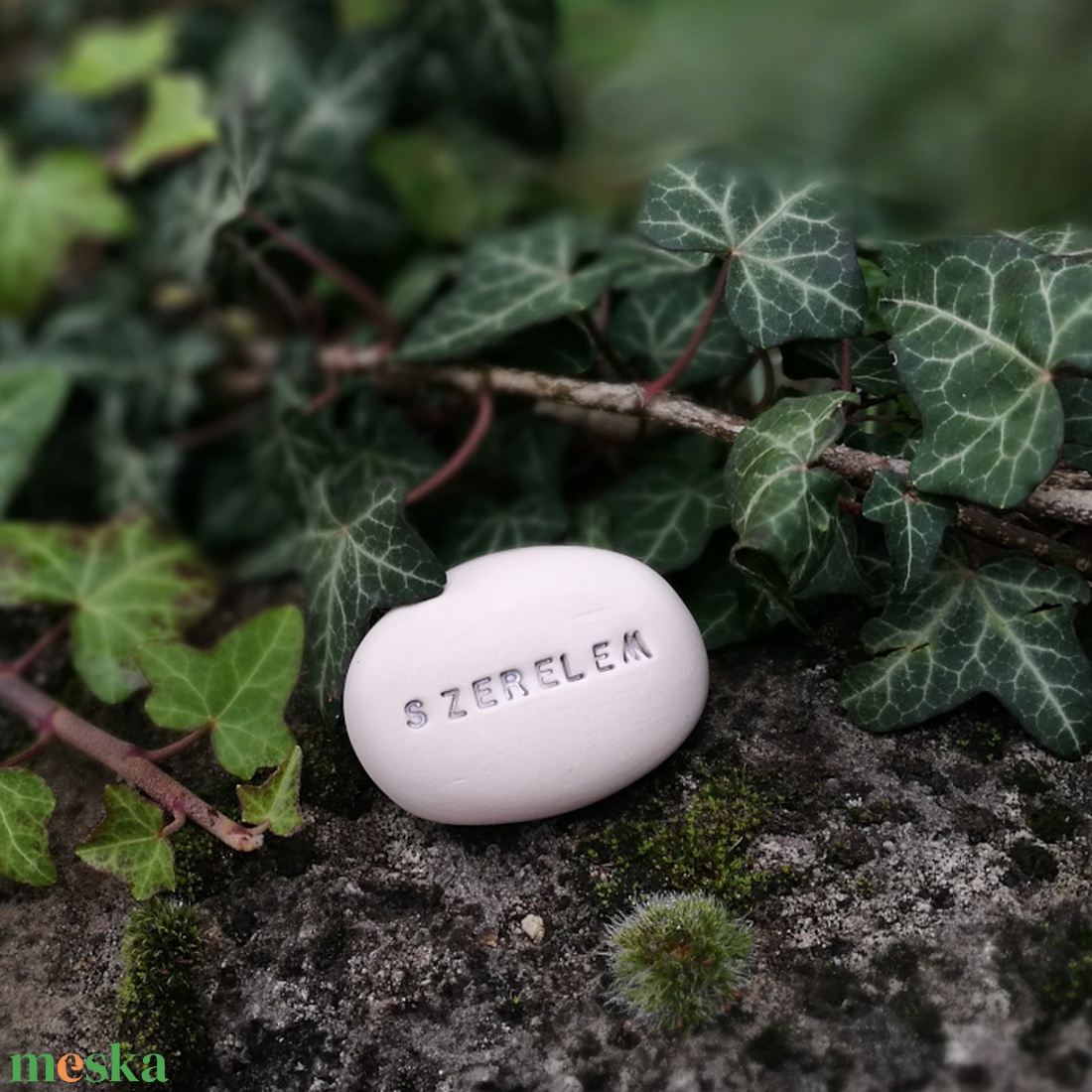 SZERELEM - Kerámia Varázskavics üzenettel, motivációs felirattal - esküvő - emlék & ajándék - köszönőajándék - Meska.hu