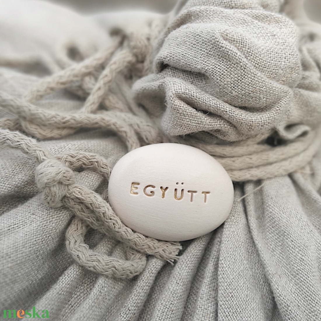 EGYÜTT - Kerámia Varázskavics üzenettel, motivációs felirattal - esküvő - emlék & ajándék - köszönőajándék - Meska.hu