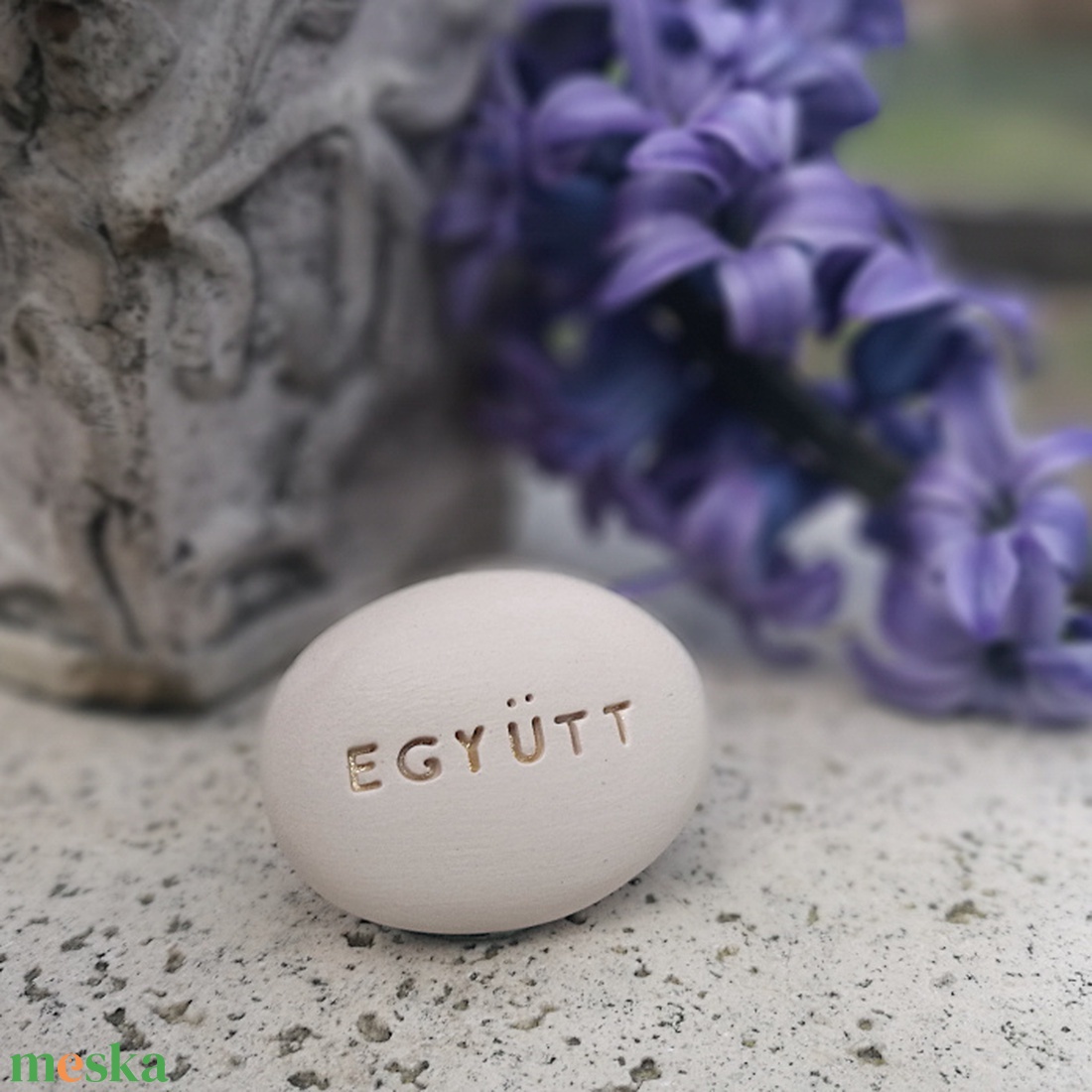 EGYÜTT - Kerámia Varázskavics üzenettel, motivációs felirattal - esküvő - emlék & ajándék - köszönőajándék - Meska.hu