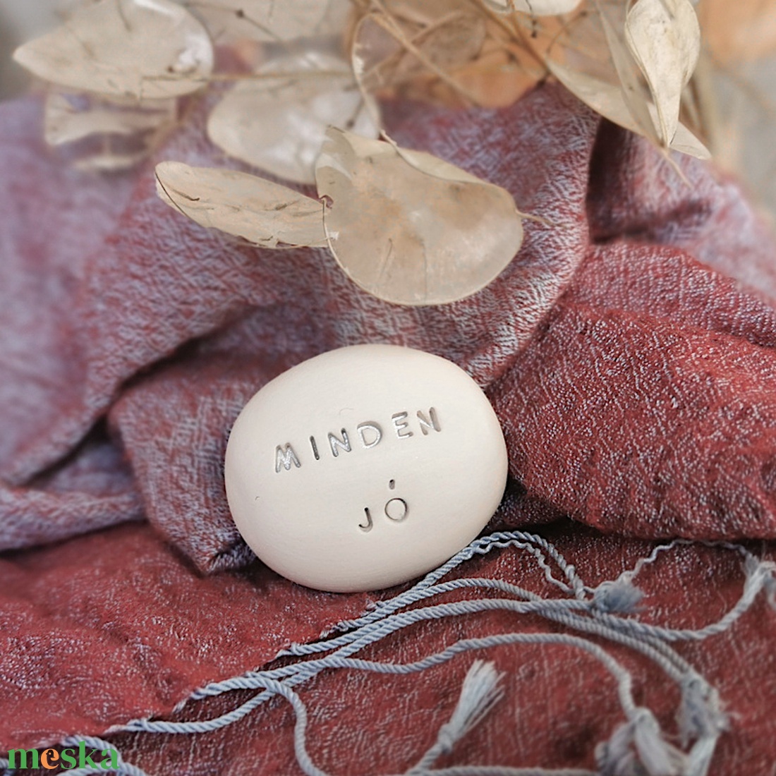 MINDEN JÓ - Kerámia Varázskavics üzenettel, motivációs felirattal - esküvő - emlék & ajándék - köszönőajándék - Meska.hu