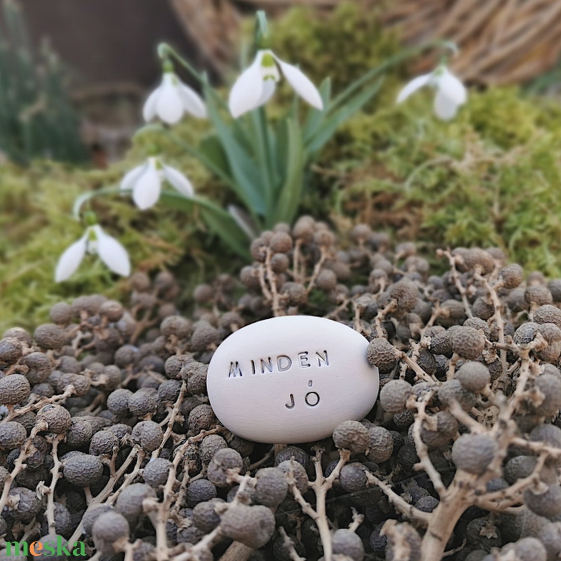 MINDEN JÓ - Kerámia Varázskavics üzenettel, motivációs felirattal - esküvő - emlék & ajándék - köszönőajándék - Meska.hu