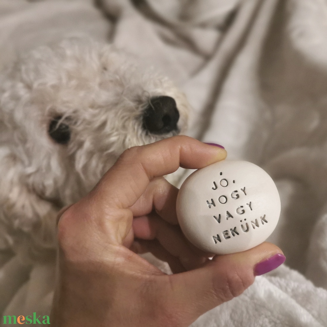 JÓ, HOGY VAGY NEKÜNK - Kerámia Varázskavics üzenettel, motivációs felirattal - esküvő - emlék & ajándék - köszönőajándék - Meska.hu