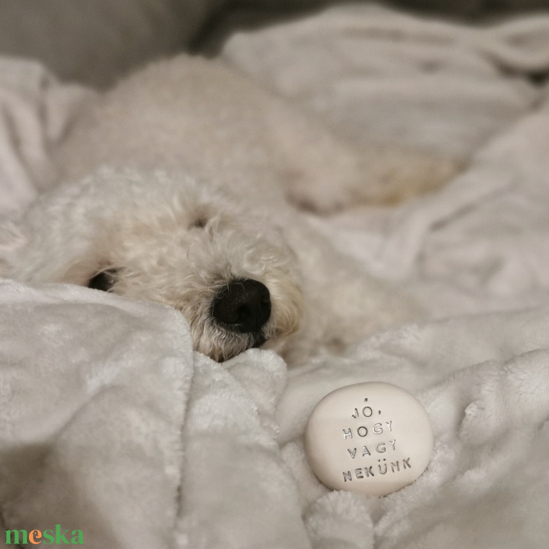 JÓ, HOGY VAGY NEKÜNK - Kerámia Varázskavics üzenettel, motivációs felirattal - esküvő - emlék & ajándék - köszönőajándék - Meska.hu