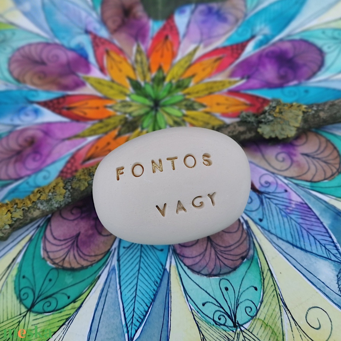 FONTOS VAGY - Kerámia Varázskavics üzenettel, motivációs felirattal - esküvő - emlék & ajándék - köszönőajándék - Meska.hu