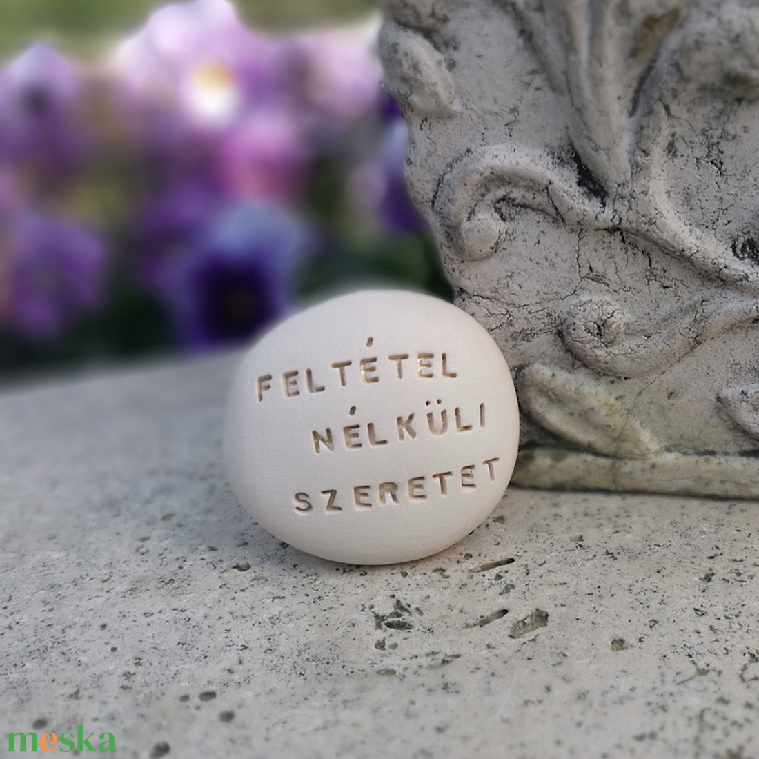 FELTÉTEL NÉLKÜLI SZERETET - Kerámia Varázskavics üzenettel, motivációs felirattal - esküvő - emlék & ajándék - köszönőajándék - Meska.hu