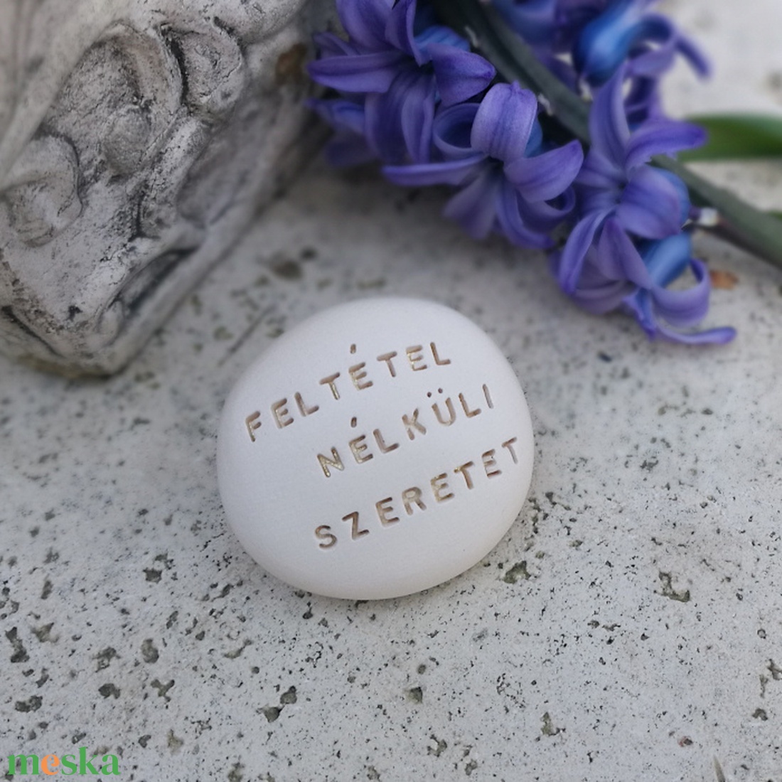 FELTÉTEL NÉLKÜLI SZERETET - Kerámia Varázskavics üzenettel, motivációs felirattal - esküvő - emlék & ajándék - köszönőajándék - Meska.hu