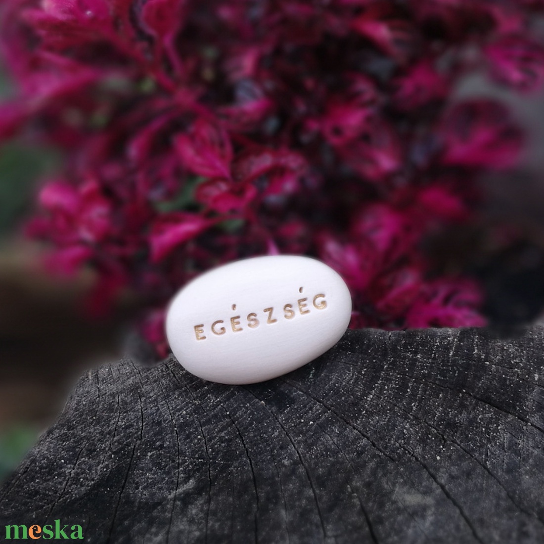 EGÉSZSÉG - Kerámia Varázskavics üzenettel, motivációs felirattal - esküvő - emlék & ajándék - köszönőajándék - Meska.hu