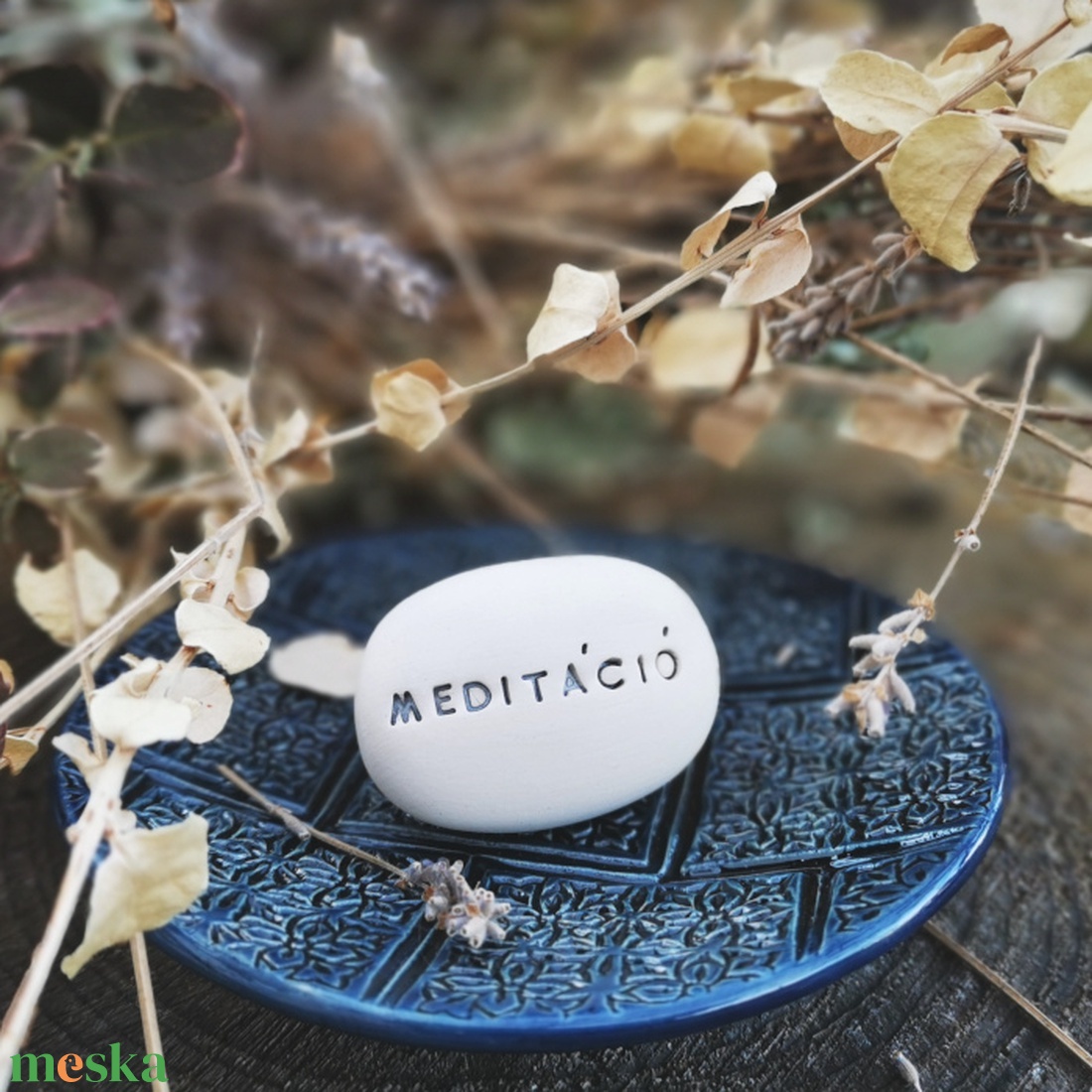 MEDITÁCÓ - Kerámia Varázskavics üzenettel, motivációs felirattal - esküvő - emlék & ajándék - köszönőajándék - Meska.hu