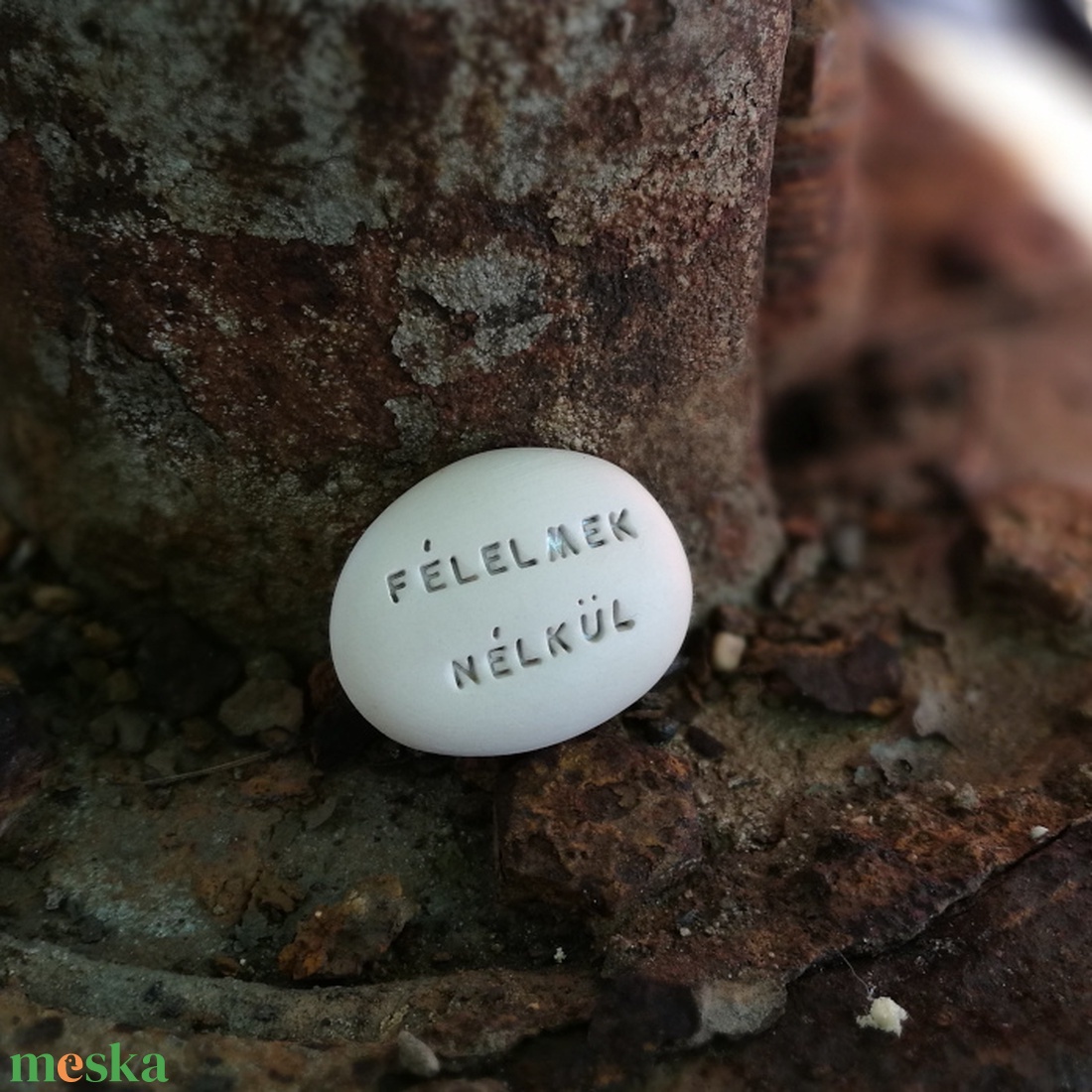 FÉLELMEK NÉLKÜL - Kerámia Varázskavics üzenettel, motivációs felirattal - esküvő - emlék & ajándék - köszönőajándék - Meska.hu