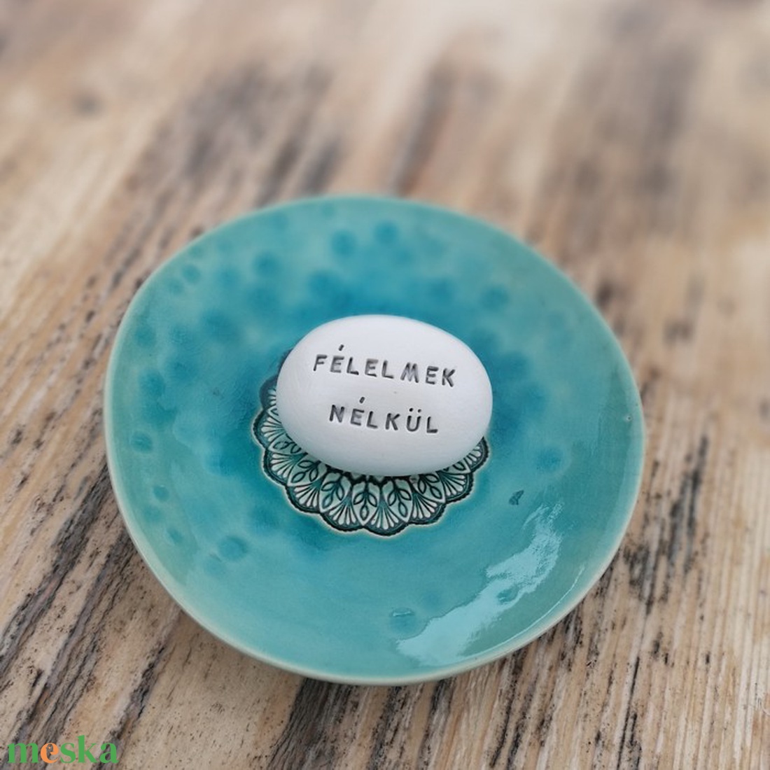 FÉLELMEK NÉLKÜL - Kerámia Varázskavics üzenettel, motivációs felirattal - esküvő - emlék & ajándék - köszönőajándék - Meska.hu