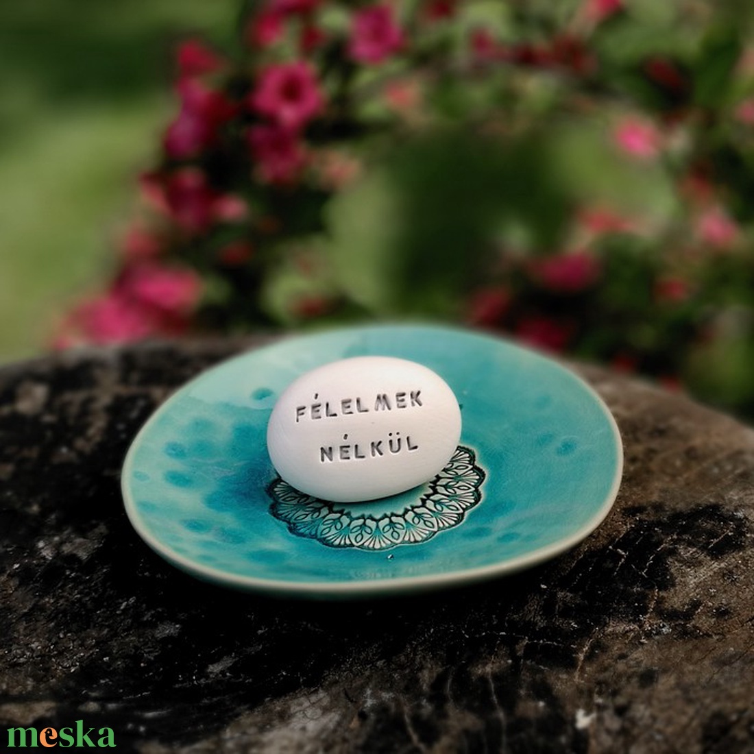 FÉLELMEK NÉLKÜL - Kerámia Varázskavics üzenettel, motivációs felirattal - esküvő - emlék & ajándék - köszönőajándék - Meska.hu